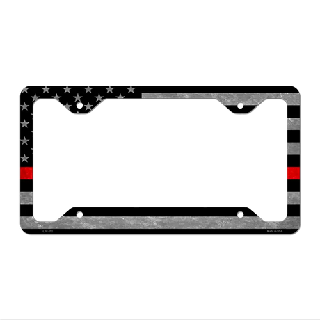 Black Red American Flag Novelty Metal License Plate Frame LPF-272 12.25" x 6.5" Standard Frame (LPF)