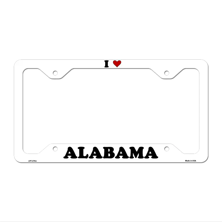 Love Alabama Novelty Metal License Plate Frame LPF-278 12.25" x 6.5" White Frame (LPF)