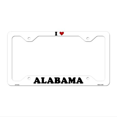 Love Alabama Novelty Metal License Plate Frame LPF-278 12.25" x 6.5" White Frame (LPF)