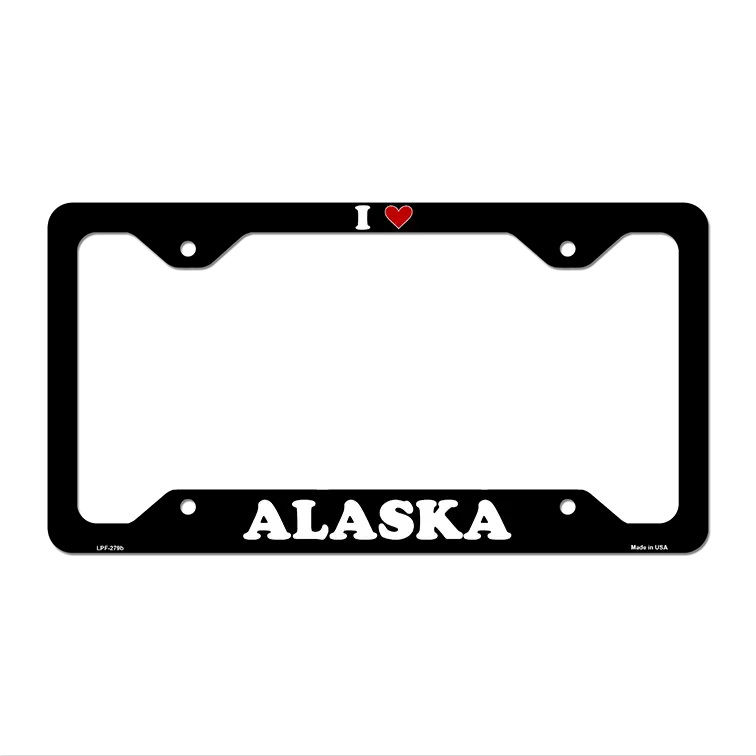 Love Alaska Novelty Metal License Plate Frame LPF-279 12.25" x 6.5" Black Frame (LPF)