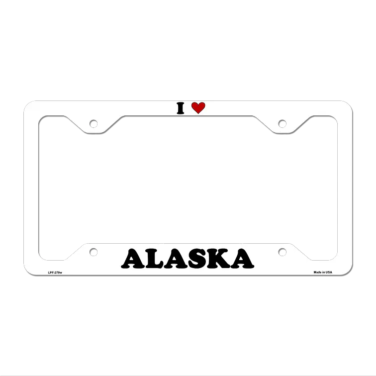 Love Alaska Novelty Metal License Plate Frame LPF-279 12.25" x 6.5" White Frame (LPF)