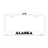 Love Alaska Novelty Metal License Plate Frame LPF-279 12.25" x 6.5" White Frame (LPF)