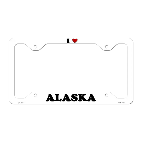 Love Alaska Novelty Metal License Plate Frame LPF-279 12.25" x 6.5" White Frame (LPF)