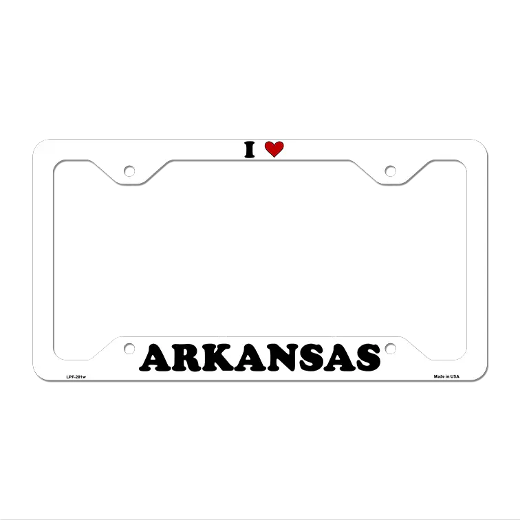 Love Arkansas Novelty Metal License Plate Frame LPF-281 12.25" x 6.5" White Frame (LPF)