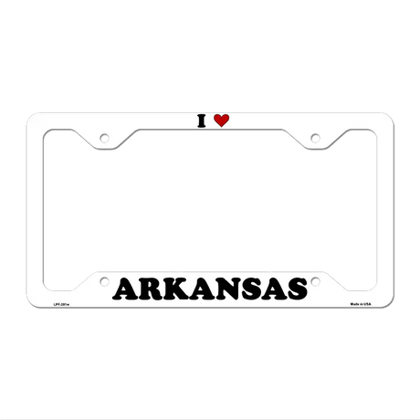 Love Arkansas Novelty Metal License Plate Frame LPF-281 12.25" x 6.5" White Frame (LPF)