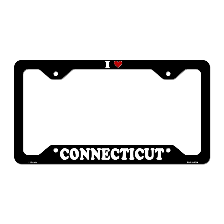 Love Connecticut Novelty Metal License Plate Frame LPF-284 12.25" x 6.5" Black Frame (LPF)