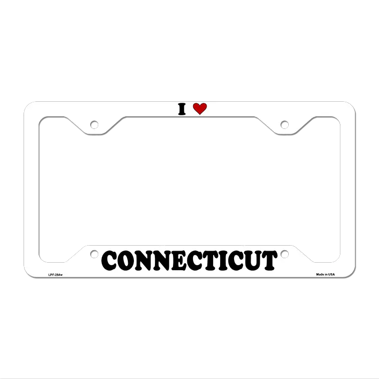 Love Connecticut Novelty Metal License Plate Frame LPF-284 12.25" x 6.5" White Frame (LPF)
