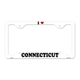 Love Connecticut Novelty Metal License Plate Frame LPF-284 12.25" x 6.5" White Frame (LPF)