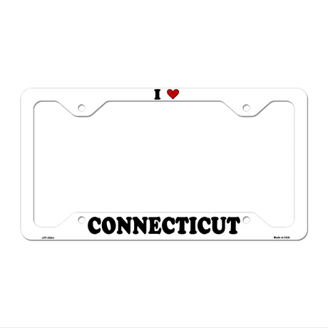 Love Connecticut Novelty Metal License Plate Frame LPF-284 12.25" x 6.5" White Frame (LPF)
