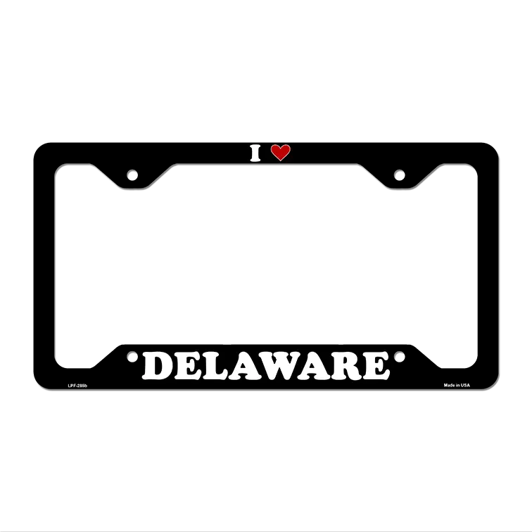 Love Delaware Novelty Metal License Plate Frame LPF-285 12.25" x 6.5" Black Frame (LPF)