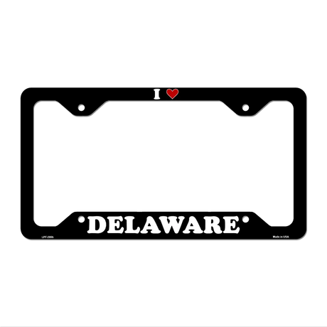 Love Delaware Novelty Metal License Plate Frame LPF-285 12.25" x 6.5" Black Frame (LPF)