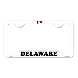 Love Delaware Novelty Metal License Plate Frame LPF-285 12.25" x 6.5" White Frame (LPF)