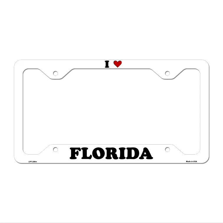 Love Florida Novelty Metal License Plate Frame LPF-286 12.25" x 6.5" White Frame (LPF)