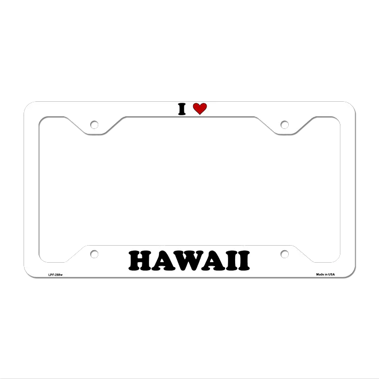 Love Hawaii Novelty Metal License Plate Frame LPF-288 12.25" x 6.5" White Frame (LPF)