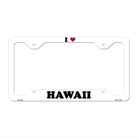 Love Hawaii Novelty Metal License Plate Frame LPF-288 12.25" x 6.5" White Frame (LPF)