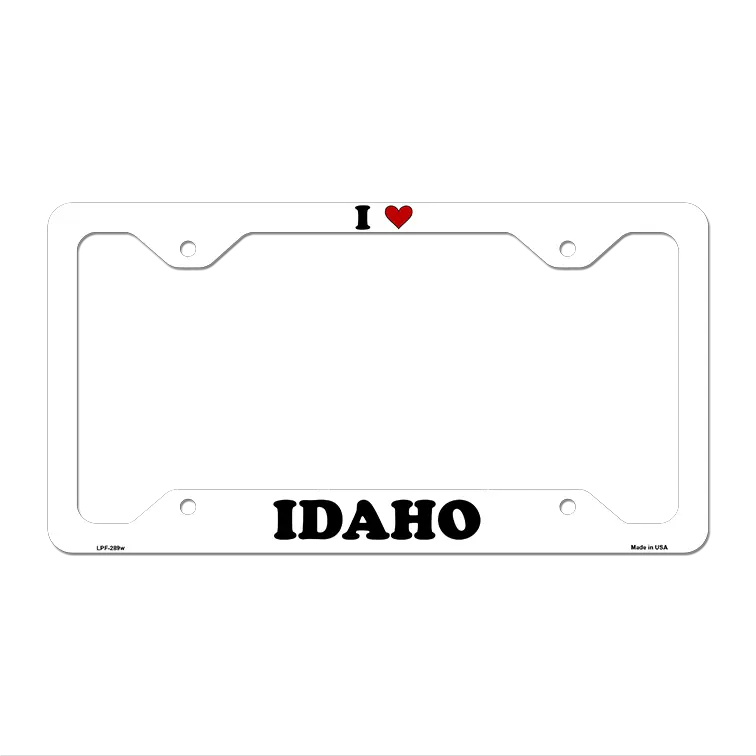 Love Idaho Novelty Metal License Plate Frame LPF-289 12.25" x 6.5" White Frame (LPF)
