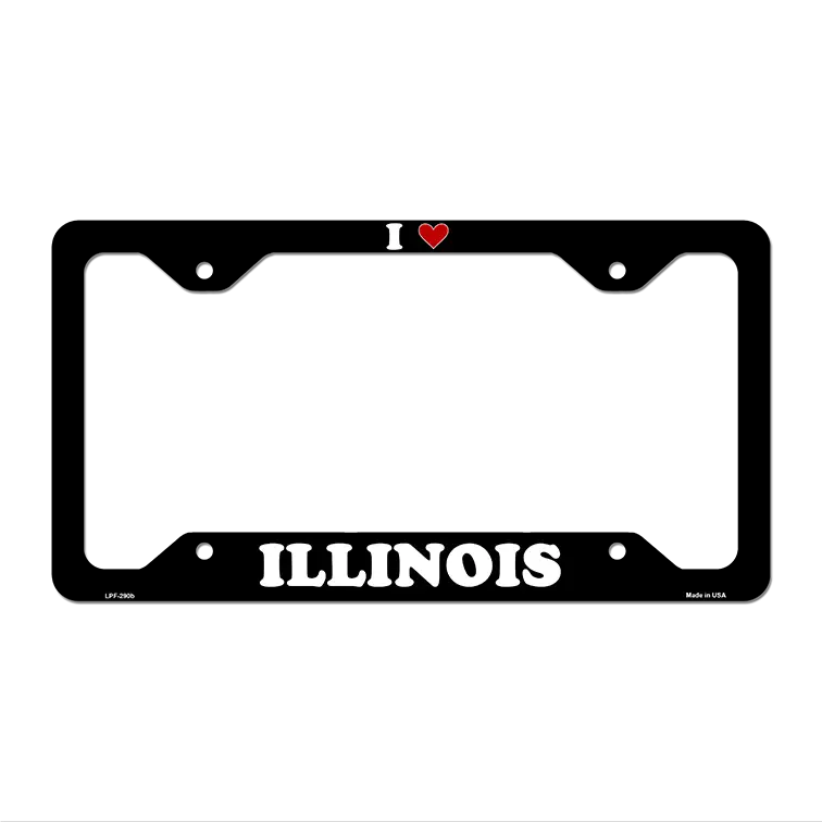 Love Illinois Novelty Metal License Plate Frame LPF-290 12.25" x 6.5" Black Frame (LPF)