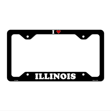 Love Illinois Novelty Metal License Plate Frame LPF-290 12.25" x 6.5" Black Frame (LPF)