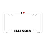 Love Illinois Novelty Metal License Plate Frame LPF-290 12.25" x 6.5" White Frame (LPF)