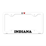 Love Indiana Novelty Metal License Plate Frame LPF-291 12.25" x 6.5" White Frame (LPF)
