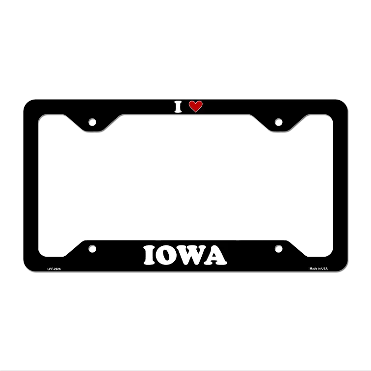 Love Iowa Novelty Metal License Plate Frame LPF-292 12.25" x 6.5" Black Frame (LPF)