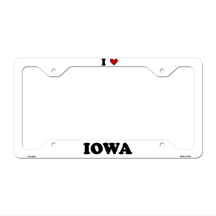 Love Iowa Novelty Metal License Plate Frame LPF-292 12.25" x 6.5" White Frame (LPF)