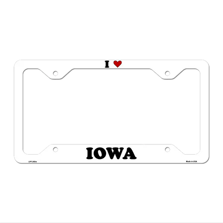 Love Iowa Novelty Metal License Plate Frame LPF-292 12.25" x 6.5" White Frame (LPF)