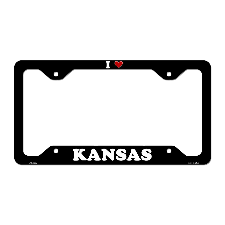 Love Kansas Novelty Metal License Plate Frame LPF-293 12.25" x 6.5" Black Frame (LPF)