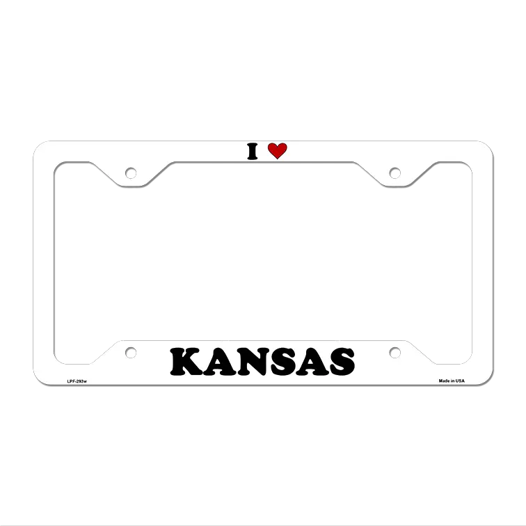 Love Kansas Novelty Metal License Plate Frame LPF-293 12.25" x 6.5" White Frame (LPF)