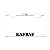Love Kansas Novelty Metal License Plate Frame LPF-293 12.25" x 6.5" White Frame (LPF)