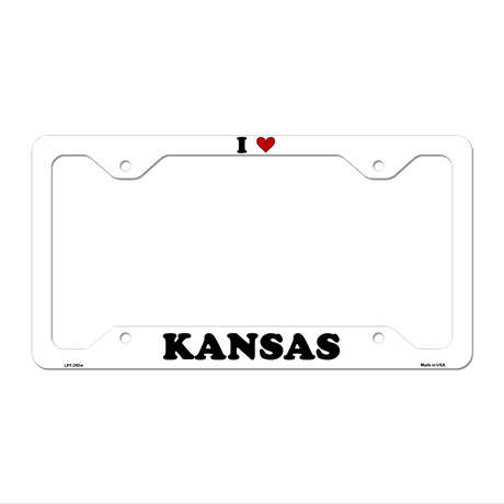 Love Kansas Novelty Metal License Plate Frame LPF-293 12.25" x 6.5" White Frame (LPF)
