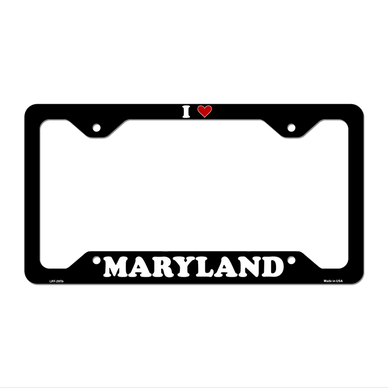 Love Maryland Novelty Metal License Plate Frame LPF-297 12.25" x 6.5" Black Frame (LPF)