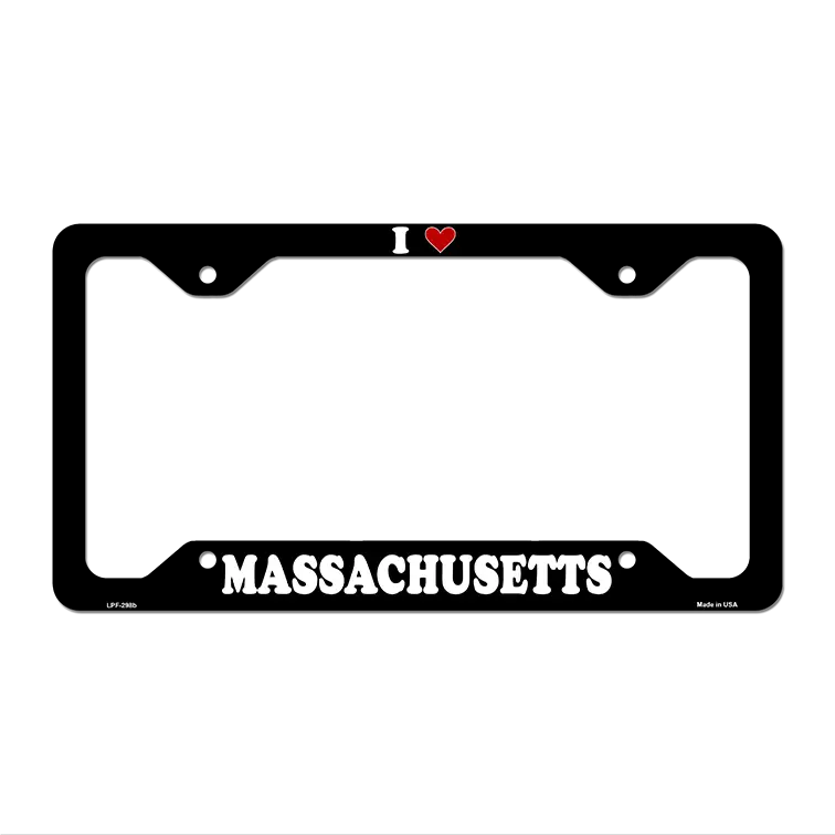 Love Massachusetts Novelty Metal License Plate Frame LPF-298 12.25" x 6.5" Black Frame (LPF)