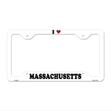 Love Massachusetts Novelty Metal License Plate Frame LPF-298 12.25" x 6.5" White Frame (LPF)