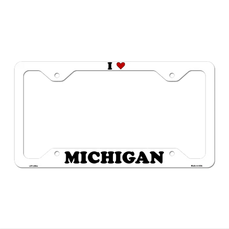 Love Michigan Novelty Metal License Plate Frame LPF-299 12.25" x 6.5" White Frame (LPF)
