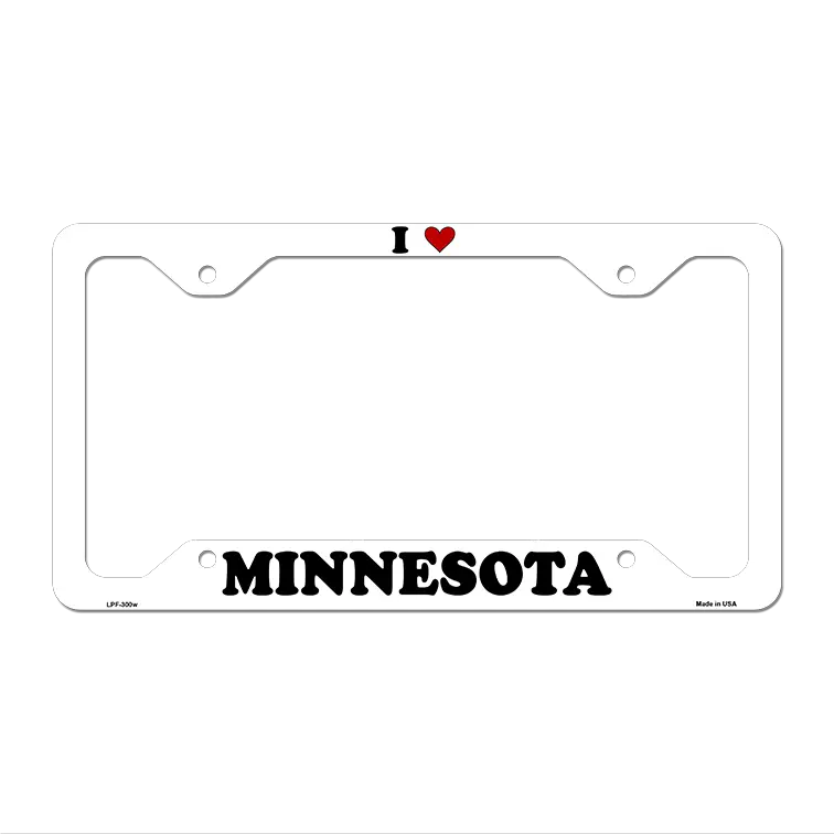 Love Minnesota Novelty Metal License Plate Frame LPF-300 12.25" x 6.5" White Frame (LPF)