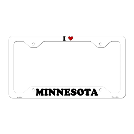 Love Minnesota Novelty Metal License Plate Frame LPF-300 12.25" x 6.5" White Frame (LPF)