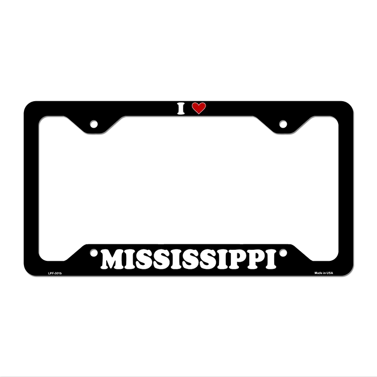 Love Mississippi Novelty Metal License Plate Frame LPF-301 12.25" x 6.5" Black Frame (LPF)