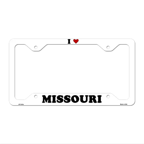 Love Missouri Novelty Metal License Plate Frame LPF-302 12.25" x 6.5" White Frame (LPF)
