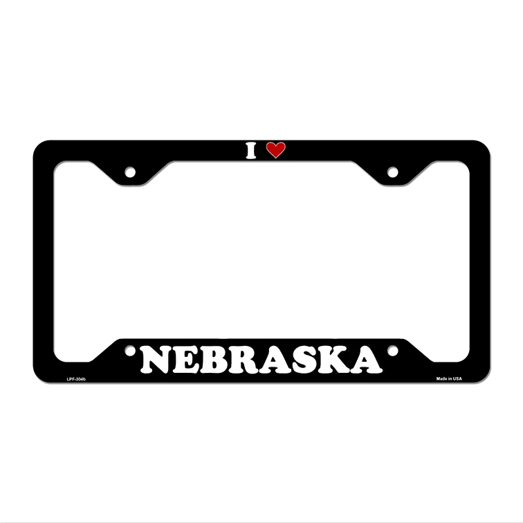 Love Nebraska Novelty Metal License Plate Frame LPF-304 12.25" x 6.5" Black Frame (LPF)