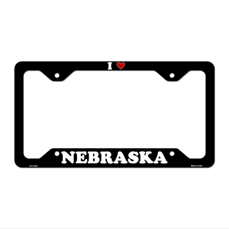 Love Nebraska Novelty Metal License Plate Frame LPF-304 12.25" x 6.5" Black Frame (LPF)