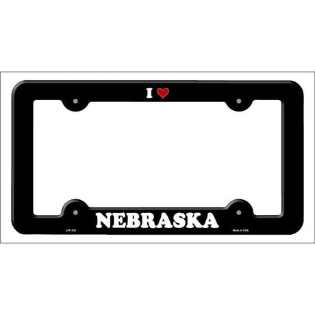 Love Nebraska Novelty Metal License Plate Frame LPF-304 Black