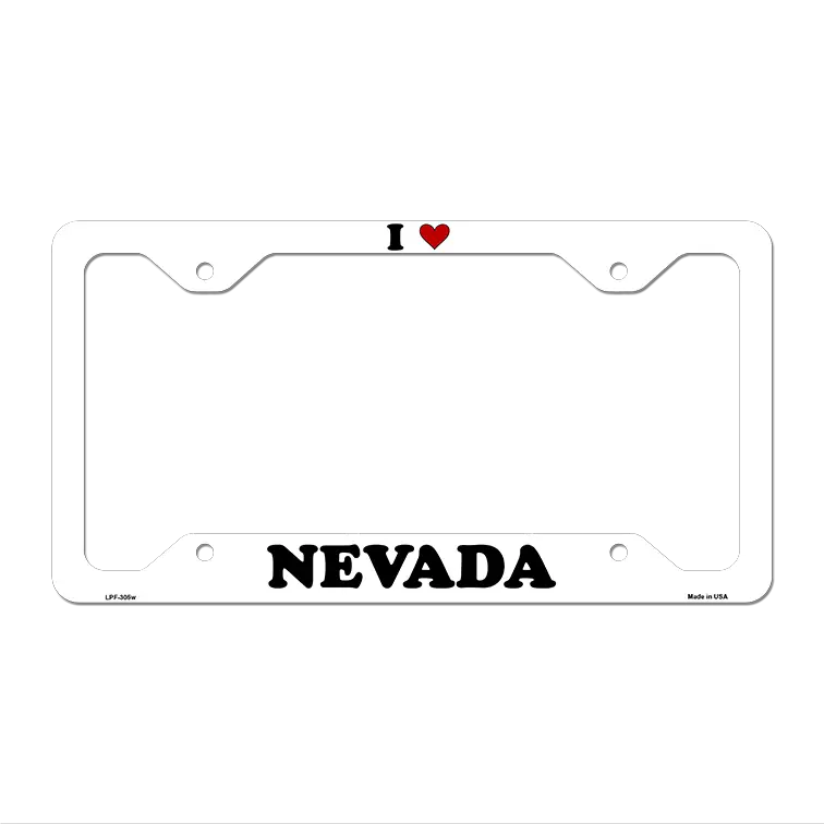 Love Nevada Novelty Metal License Plate Frame LPF-305 12.25" x 6.5" White Frame (LPF)