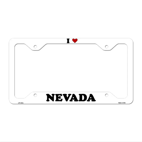 Love Nevada Novelty Metal License Plate Frame LPF-305 12.25" x 6.5" White Frame (LPF)
