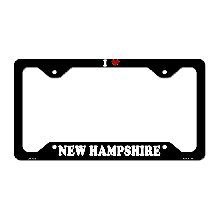 Love New Hampshire Novelty Metal License Plate Frame LPF-306 12.25" x 6.5" Black Frame (LPF)