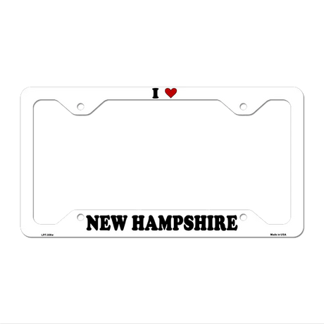Love New Hampshire Novelty Metal License Plate Frame LPF-306 12.25" x 6.5" White Frame (LPF)
