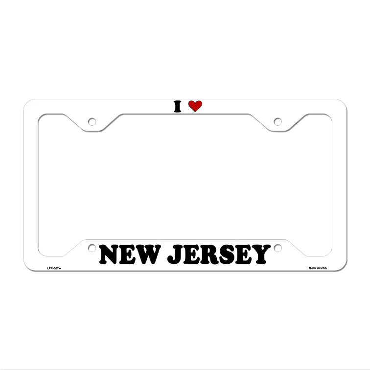 Love New Jersey Novelty Metal License Plate Frame LPF-307 12.25" x 6.5" White Frame (LPF)