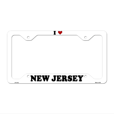 Love New Jersey Novelty Metal License Plate Frame LPF-307 12.25" x 6.5" White Frame (LPF)