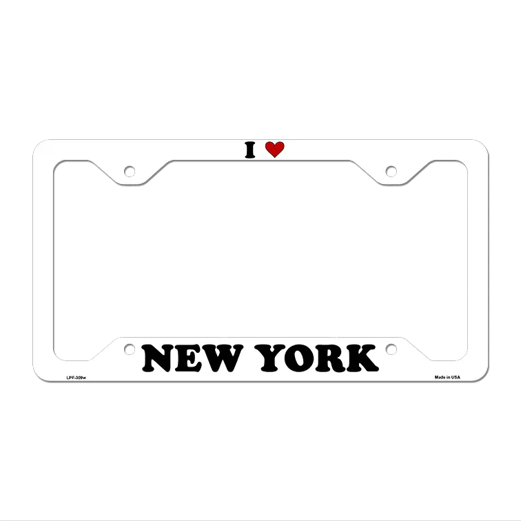 Love New York Novelty Metal License Plate Frame LPF-309 12.25" x 6.5" White Frame (LPF)