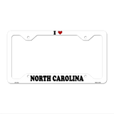 Love North Carolina Novelty Metal License Plate Frame LPF-310 12.25" x 6.5" White Frame (LPF)